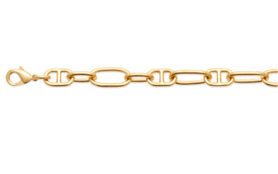 Alternating Marine Link Bracelet 20Cm 18K Gold Plated Jewelry Unisex