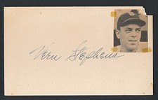 1950 VERN STEPHENS Vintage Signed Baseball Index Card JSA Auth. (Died 1968)