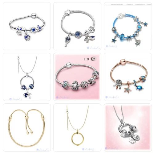 Ensembles de charmes AndreSi de style individuel bracelet en argent ou pendentif voyages, océan, arbres