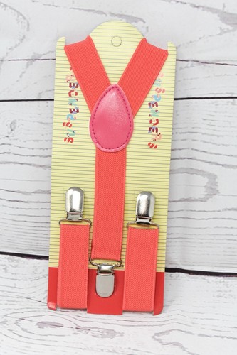 BABIES & CHILDREN'S SALMON PINK Y-BACK ELASTIC STRAPS SUSPENDERS US SELLER - Picture 3 of 3