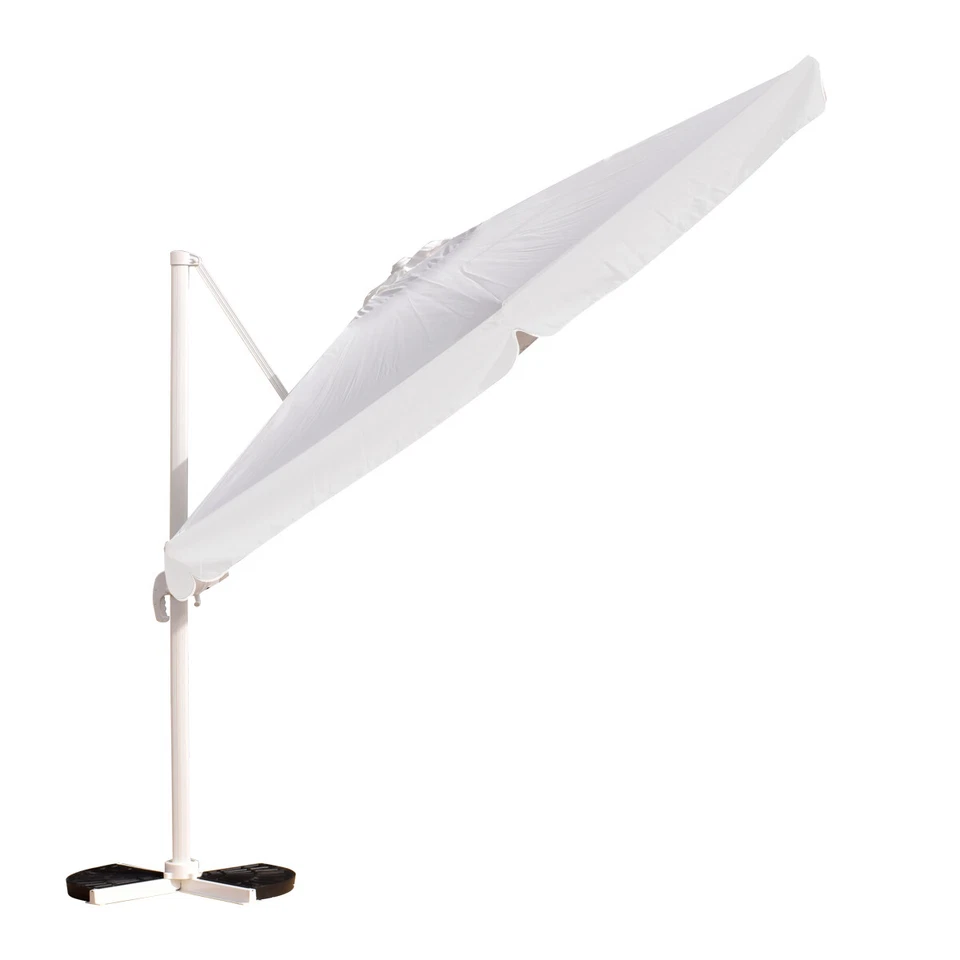 OMBRELLONE GIARDINO PISCINA MT 3X3 ALLUMINIO DECENTRATO GAZEBO GARDA BIANCO - Immagine 4 di 4