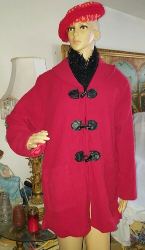 NEW WOMAN RED FLEECE JACKET GREAT FOR THOSE BREEZY DAYS RED XLARGE - Picture 2 of 9