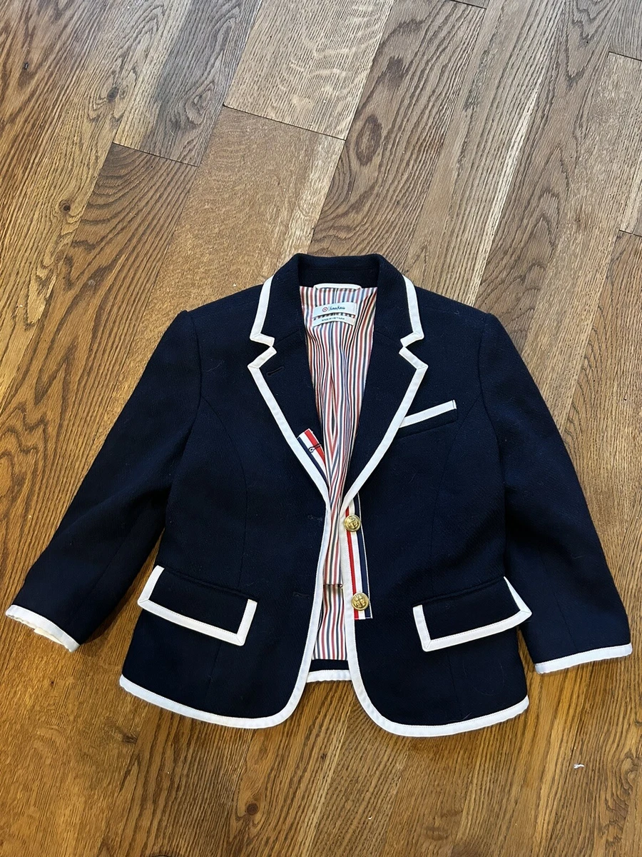 THOM BROWNE NEIMAN MARCUS TARGET NAVY WOOL NAUTICA BLAZER/WHITE WOMEN'S SZ  SM