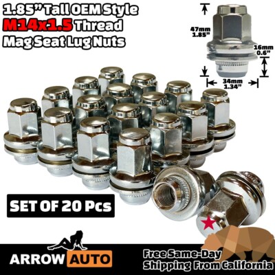 20x 1.45 Chrome M14x1.5 Extend type Lug Nuts 3/4 Hex Fit GMC & Pontiac G8 20x 1.45 Chrome M14x1.5 Extend type Lug Nuts 3/4 Hex Fit GMC & Pontiac G8