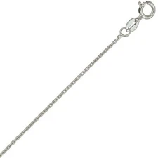 14k White Gold Cable Link Pendant Chain/Necklace 18" 1 mm
