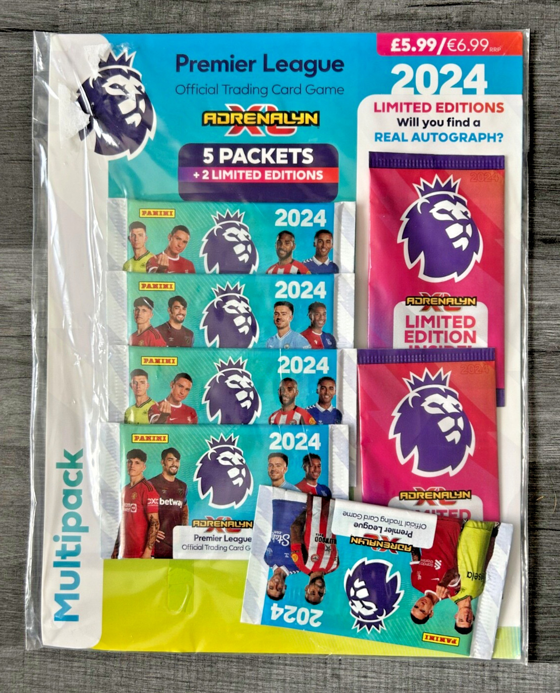 Panini Premier League 2024 Trading Card Multipack - 5 Packs + 2 Limited Edition