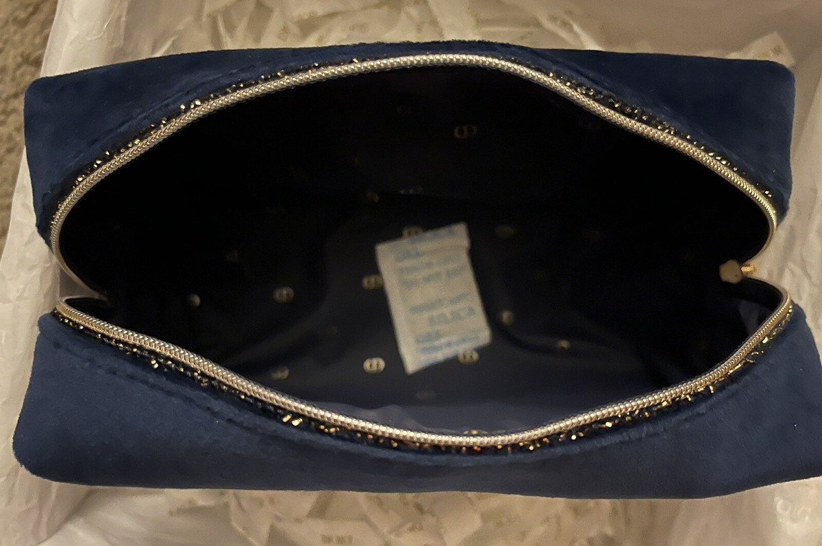 DIOR Beauty CD Logo Navy / Gold Toiletry Cosmetic Makeup Bag