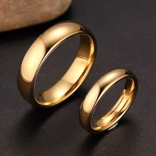 Gold Plated Tungsten Carbide Classic Half Dome Wedding Band
