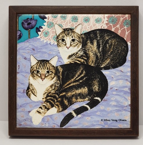 Vintage Mimi Vang Olsen Orient Avon Tiger Katze Kätzchen Untersetzer Wandkunst hängen GUC - Bild 9 von 11