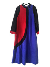 Vintage VANITY FAIR Womens Size L Half Zip Front Color Block Velour Robe 70 s
