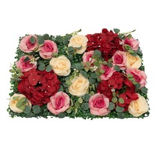 6Pcs Artificial Flower Wall Panel Backdrop Wedding Rose Hydrangea Flower Decor