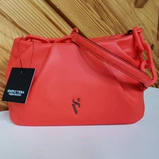 Simply Vera Wang Vegan Leather Orange Purse Zip Up Sholder Strap Handle Pockets