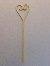 4x 18" / 45cm wysokości x 6mm grubości serce cecha pręty podtrzymujące rośliny w kolorze żółtym. NOWY.