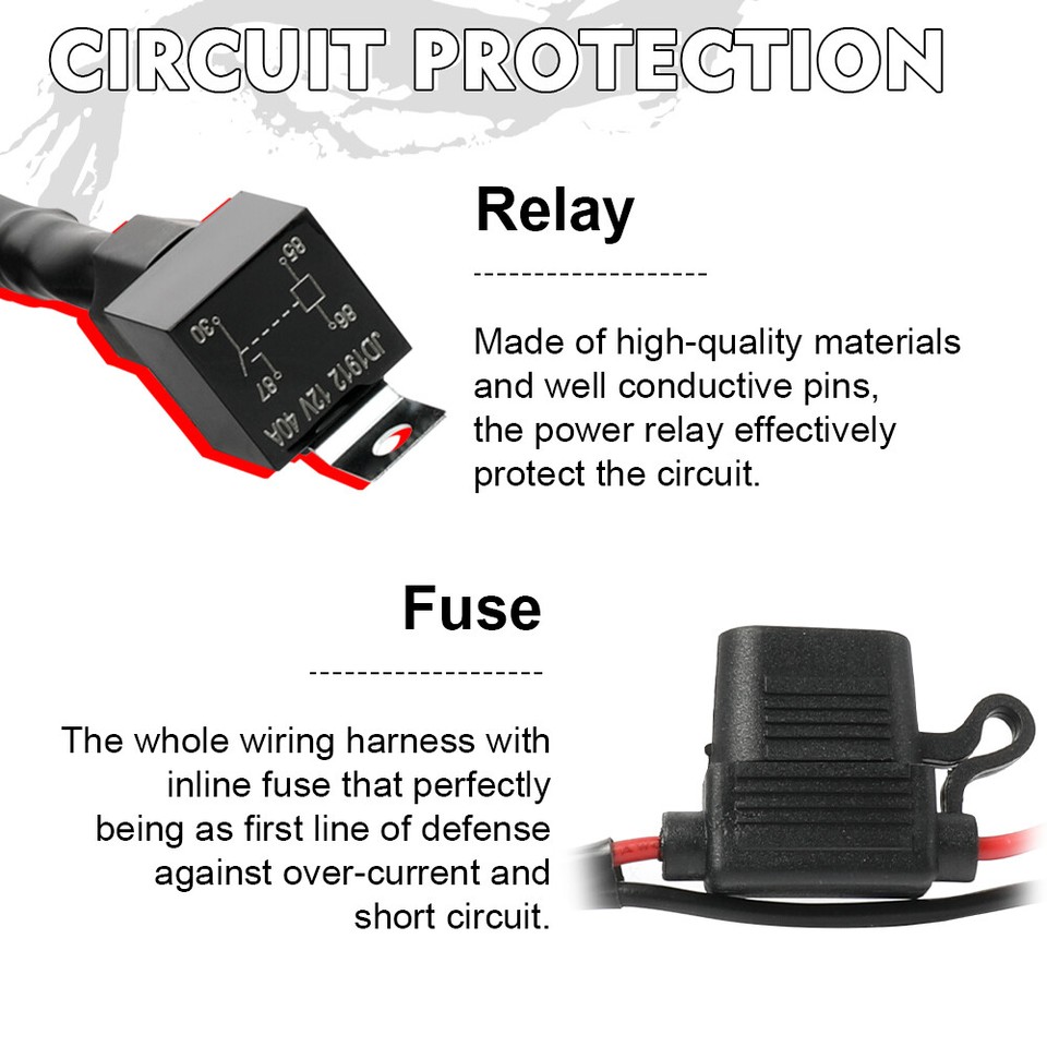 Wiring Harness Kit ON-OFF Switch Offroad Relay Fuse LED Work Light Bar