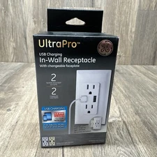 GE UltraPro USB In Wall Receptacle With 2 Charging Ports & 2 Outlets