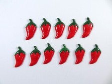 JAZZ-UPS Flat Backed Craft Embellishments Plastic Red Chili Peppers 11 Piece Lot