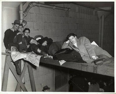 Homeless Men Seated In The Chapel Of The Bowery Mission Waiting Thei - Old Photo
