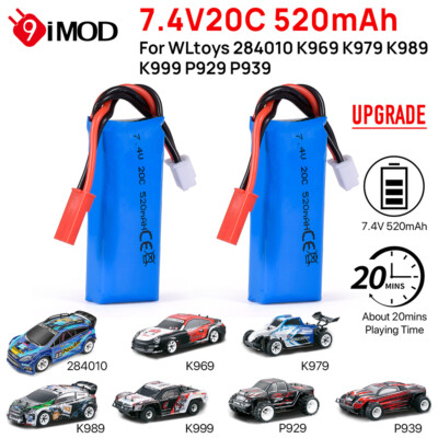 2x 7,4V 2S 520mAh Lipo Batterie für WLtoys K969 K979 K989 K999 P929 P939 RC Car