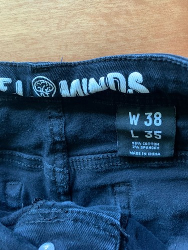 Rebel Minds Men's Black Denim Jeans Size 38 32 (hem cut down from 35), Cotton+ - Picture 7 of 7
