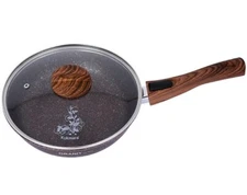 10" Kukmara Non-Stick Frying Pan W/Glass Lid Removable Handle Skillet Fry Pan