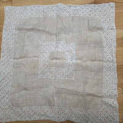Tablecloth cut work beige 32 in.² perfect for card table