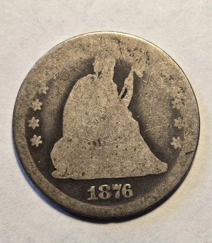 1876-CC Seated Liberty Quarter 25c, Carson City - AG Details