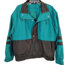 Vintage Members Only Classic Colorblock Bomber Jacket Teal Grey Size 40 Liner