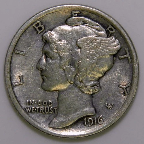 1916 Mercury Dime 10c XF k408