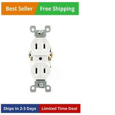 15 Amp, 125V, Duplex Receptacle, Residential Grade, Non-Grounded, White, 10-P...