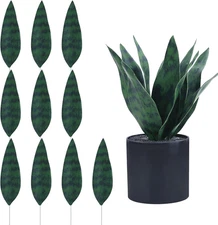 9Inch 10Pcs Fake Snake Plants Leaves Set Artificial Small Sansevieria Leaves Fau