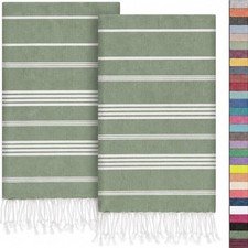 Turkish Hand Towels - Set of 2 18" x 30" Decorative Boho Guest Bath Towel for