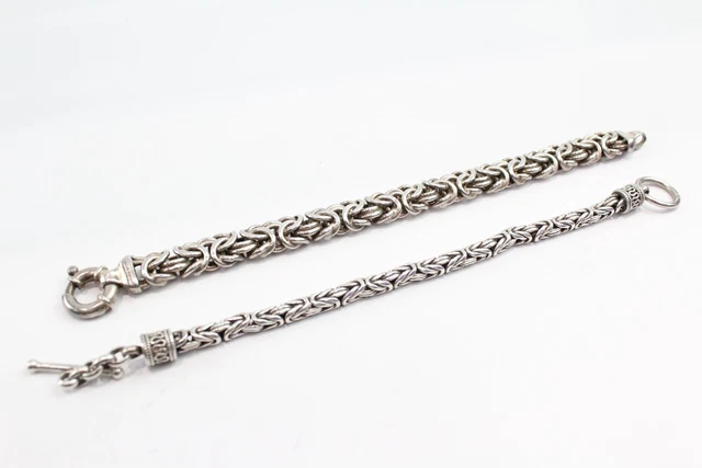 26 Sterling Silver Bracelets Byzanitine Link T-Bar Ornate x 2 (55g)