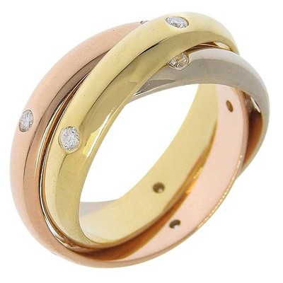 CARTIER Trinity Ring 15P diamond K18 Gold (YGxPGxWG)/diamond #4.5(US Size)...