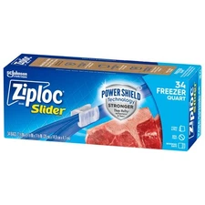 Ziploc Slider Freezer Bags with New Power Shield Technology, Quart, 34 Count