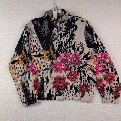 NWT Aldo Martins Anthropologie Mock Neck Sweater Abstract Floral Wool Blend Sz M
