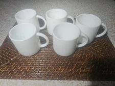 5 Vintage White Stackable Coffee Cups Mug