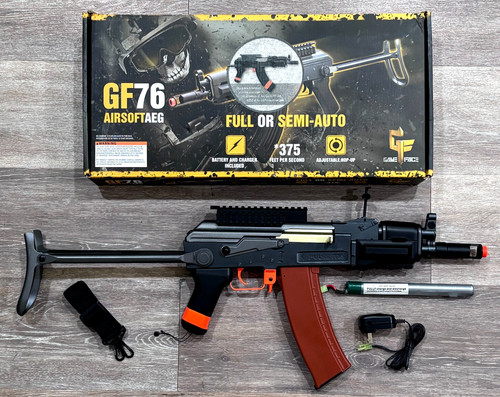 GAME FACE GF76 AIRSOFT AEG RIFLE CIB - TESTED WORKING - BATTERY/ CHARGER /MANUAL