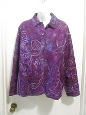 Chico's Sz 2 12 100 Silk Purple Top Over jacket Bust: 44" Length 24" 541A