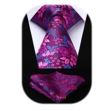 Extra Long Ties for Men Classic Floral Tie 2XL,70 inches length B3-hot Pink