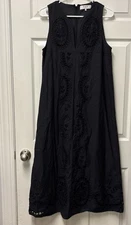 Sea New York  Women’s Maxi Dress Black Eyelet Embroidered Cotton Size 6 EUC