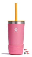 Kids 12 Oz Tumbler with Lid and Straw for School - Insulated Stainless Dahlia