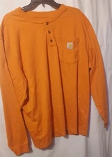 Carhartt Shirt Mens Large LOOSE FIT, Pocket Tee LONG Sleeve  Workwear Orange 