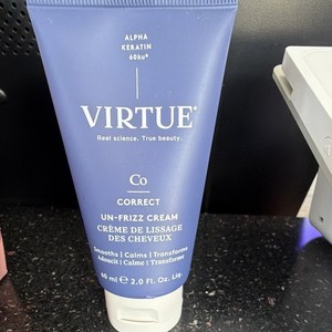 VIRTUE Correct Un-Frizz Cream, Alpha Keratin 60ku Smoothing Anti-Frizz 2 oz