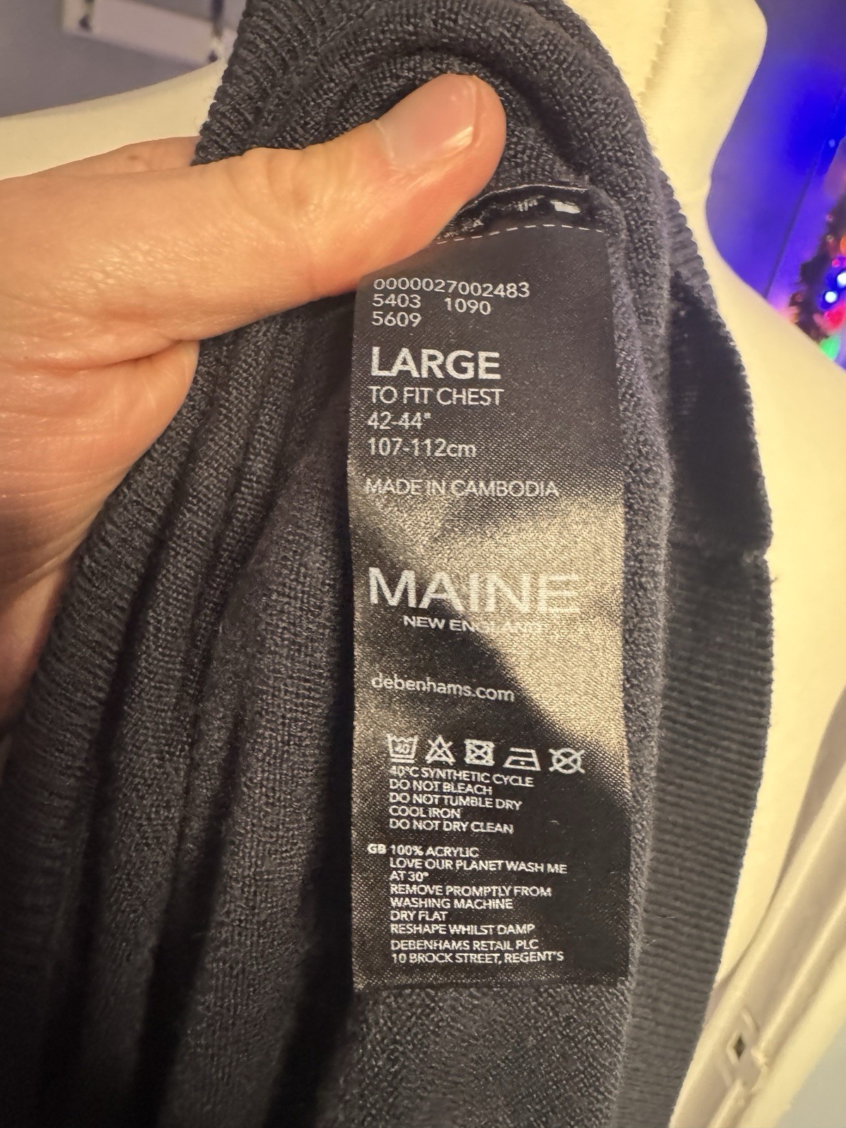 Maine New England Mens Navy Charcoal V Neck Jumper Size Large Debenhams image 5