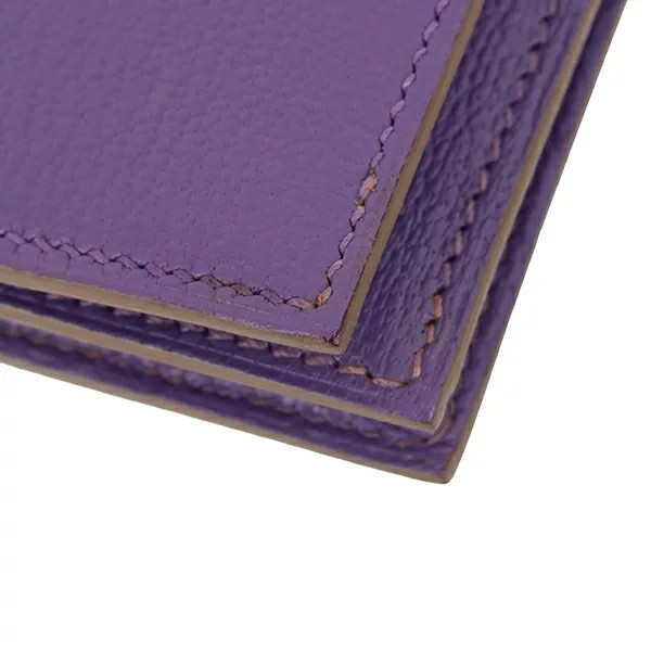 HERMES Bearn Soufflet Chevre Leather Long Wallet Parme Purple
