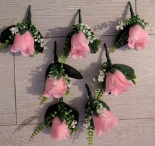 light pink artificial Rose Wedding Buttonholes £1 Each