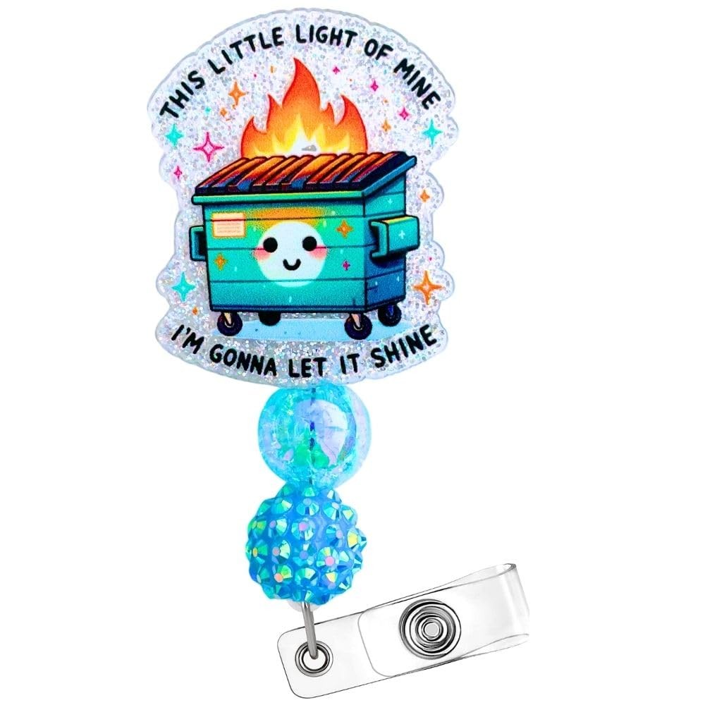 Funny Badge Reel For Nurses, Dumpster Fire Design, Medical I