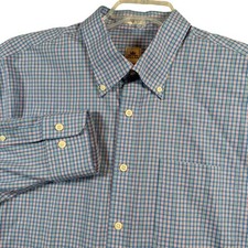 Peter Millar Button Down Shirt Mens XL Blue Pink Check Nanoluxe Easy Care Cotton