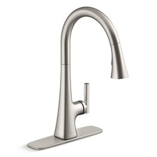 KOHLER Conti Single Handle Pull Down Sprayer Kitchen Faucet in Vibrant Stainless