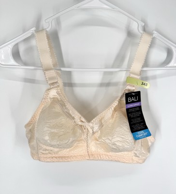 Bali Classic Support Cool Comfort Fabric Wireless Bra 34B M-frame New Flex Wicks